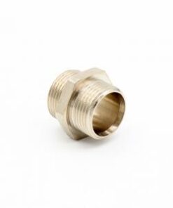 Brass shrink double nipple - vnc250-04-06 quality shrink brass double nipple with external threads. This connector is also available in acid-resistant AISI 316 material.