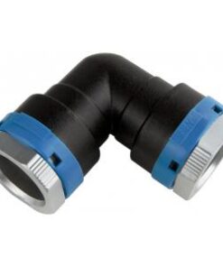 Corner connector for compressed air piping - 4050-025 corner connector made of aluminum for compressed air piping. With this connector, you can connect the pipes to each other. The compressed air network is really easy to build and is well suited for both industry and home workshops. Request a quote for a complete compressed air network in the chat