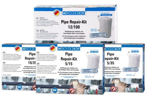 Pipe repair kit - Pipe repair kit-5/35-1-pak The kit is ideal for emergency repair of defective and damaged pipes and pipelines. It contains one WEICON Repair Stick Multi-Purpose