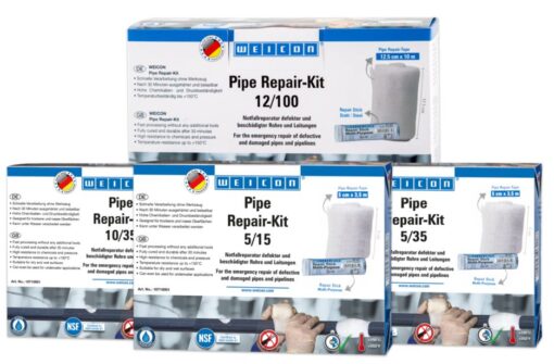 Pipe repair kit - pipe repair kit-5/35-1-pak kit is ideal for emergency repair of defective and damaged pipes and pipelines. It contains one weicon repair stick multi-purpose