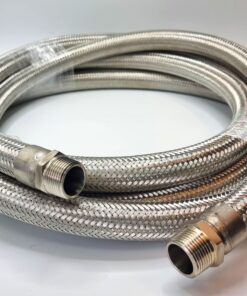 Steel braided hose with external threads - MET76-UK batch braided hose with external threads is a very durable choice for gaseous and liquid media