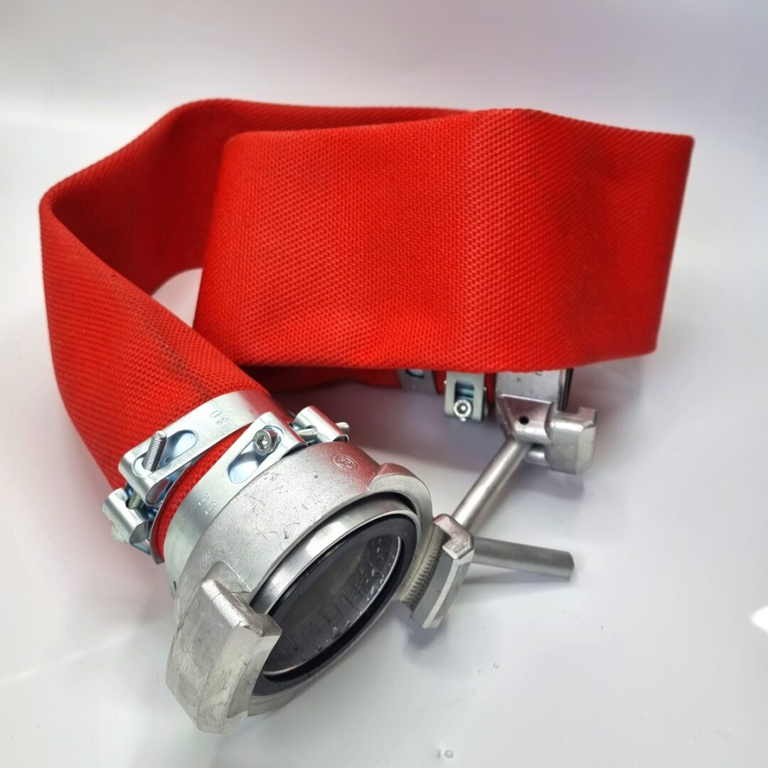 The fire hose is a very durable and reliable hose designed to transport large amounts of water quickly and efficiently.