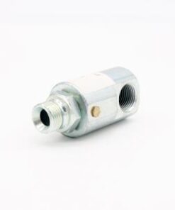 Rotary angle connector - GD9-04 Rotary adapter 90 degree rotating angle connector for hydraulics. The connector makes it easier in places where the hydraulic hoses would otherwise be twisted. The indicated working pressure is the maximum pressure